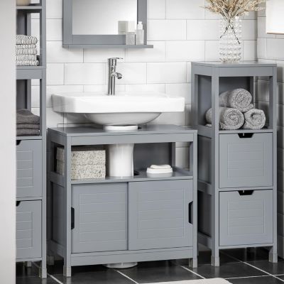 Meuble de Salle de Bain sous lavabo, Meuble sous évier, FRG128-II-SG, SoBuy