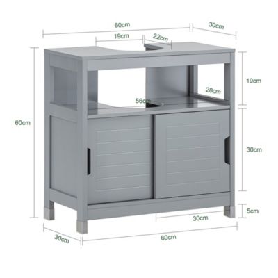 Meuble de Salle de Bain sous lavabo, Meuble sous évier, FRG128-II-SG, SoBuy