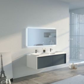 Meuble de salle de bain Spezzano 1200 Gris béton et Blanc