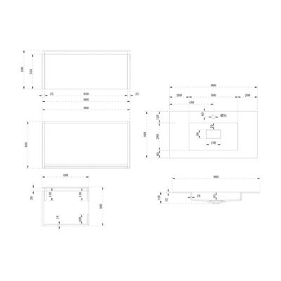 Meuble de salle de bain Strano 900 Blanc