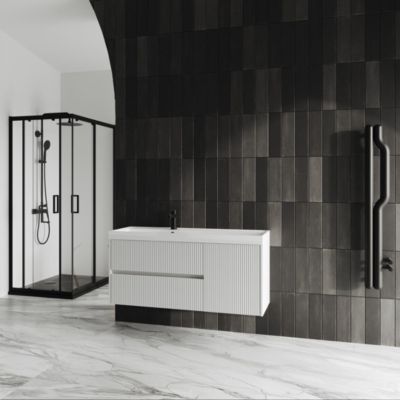 Meuble De Salle De Bain Suspendu 120Cm Blanc Canné Sans Miroir Cortina