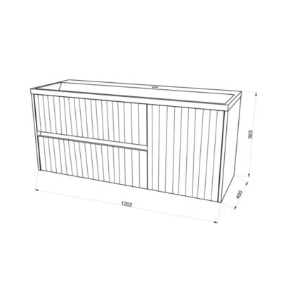 Meuble De Salle De Bain Suspendu 120Cm Blanc Canné Sans Miroir Cortina