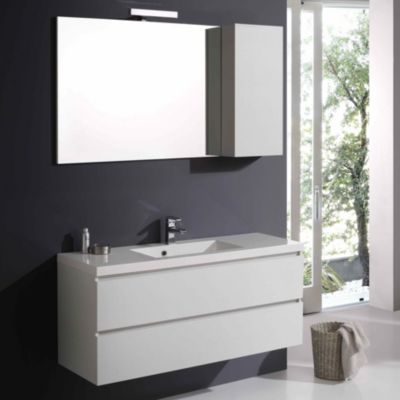 Meuble De Salle De Bains Suspendu 90 Cm Avec Armoire Murale Et Miroir Serie Manhattan 91190848
