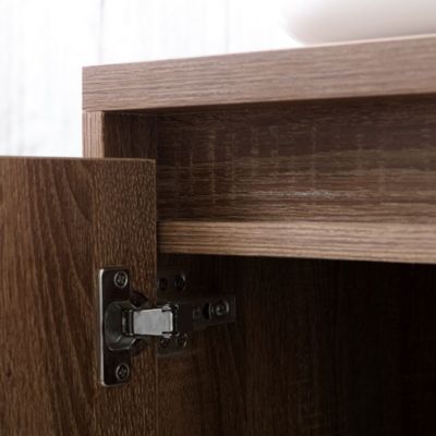 Meuble De Salle De Bain Suspendu 150 Cm 2 Portes + 2 Tiroirs Noyer Avec 2 Lavabos À Poser - Sienne
