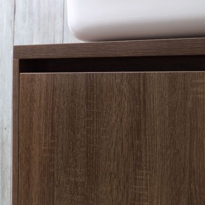 Meuble De Salle De Bain Suspendu 150 Cm 2 Portes + 2 Tiroirs Noyer Avec 2 Lavabos À Poser - Sienne