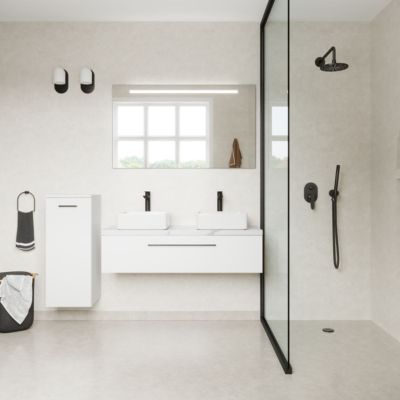 Meuble de salle de bain suspendu 2 vasques à poser 120cm 1 tiroir Blanc - Glasgow