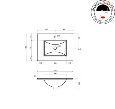 Meuble De Salle De Bain Suspendu 60Cm, 2 Portes En Chêne Naturel, Venezia