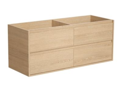 Meuble de salle de bain suspendu avec double vasque à poser en pierre, miroir et colonne - 120 cm - MILIPAM