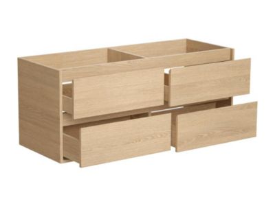 Meuble de salle de bain suspendu avec double vasque à poser en pierre, miroir et colonne - 120 cm - MILIPAM