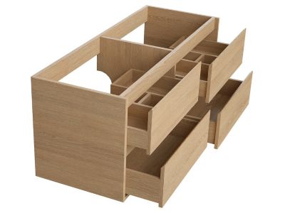 Meuble de salle de bain suspendu avec double vasque à poser - Placage chêne - 120 cm - MILIPAM