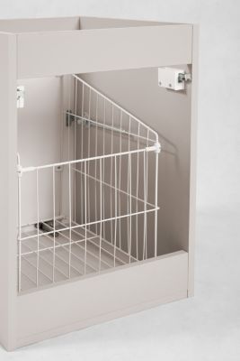 Meuble de salle de bain suspendu avec panier, Cachemire / plan Cachemire, poignée argentée, 40 x 46 x 58,6 cm