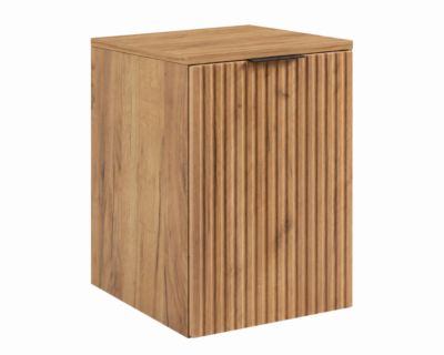 Meuble de salle de bain suspendu avec panier, Chêne craft / plan Chêne craft, poignée noire, 40 x 46 x 58,6 cm