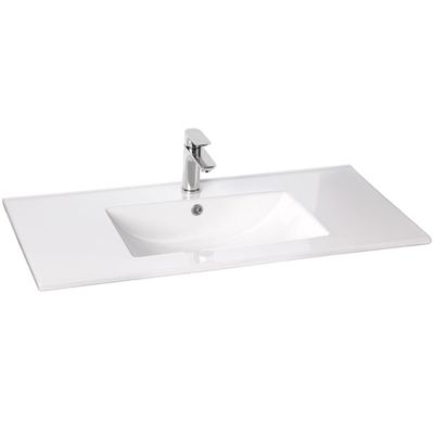 Meuble de salle de bain suspendu avec pieds vasque intégrée 90cm 2 portes Blanc - Chelsea