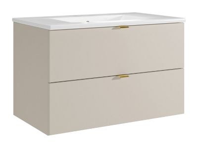 Meuble de salle de bain suspendu avec vasque à encastrer - Beige - 80 cm - LAVENA