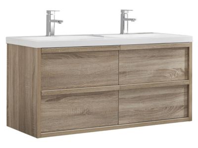 Meuble de salle de bain suspendu avec vasque à encastrer - Coloris naturel clair - 120 cm - QUADRA