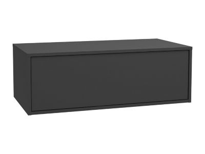 Meuble de salle de bain suspendu avec vasque ronde - 1 tiroir gris anthracite et 2 niches blanches - 94 cm - TEANA II