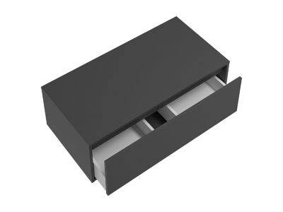 Meuble de salle de bain suspendu avec vasque ronde - 1 tiroir gris anthracite et 2 niches blanches - 94 cm - TEANA II