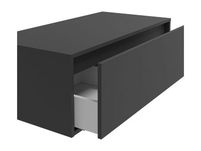 Meuble de salle de bain suspendu avec vasque ronde - 1 tiroir gris anthracite et 2 niches blanches - 94 cm - TEANA II
