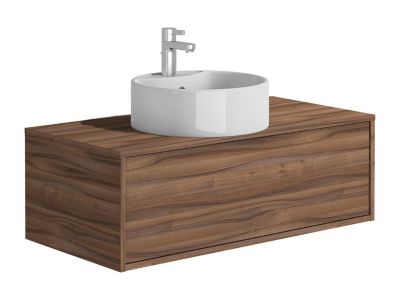 Meuble de salle de bain suspendu coloris naturel foncé avec simple ...