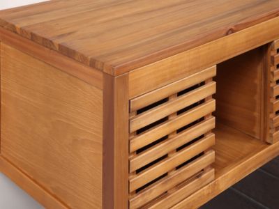 Meuble de salle de bain suspendu en bois d'acacia avec simple vasque - 90 cm  - PENEBEL