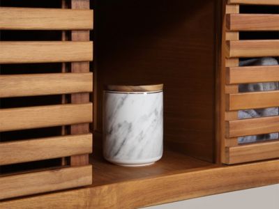 Meuble de salle de bain suspendu en bois d'acacia avec simple vasque - 90 cm  - PENEBEL