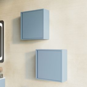 Meuble De Salle De Bain Suspendu En Forme De Cube De 39 Cm Avec Porte Mate Bleu Ciel - Monaco