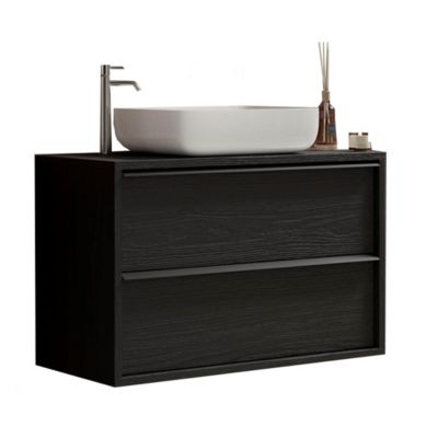 Meuble de salle de bain suspendu FRASSI  Evier inclus, 2 tiroirs  79 cm  Coloris noir cendré