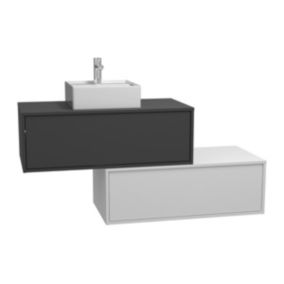 Meuble de salle de bain suspendu gris anthracite et blanc avec simple vasque carrée et deux tiroirs - 94 cm - TEANA II