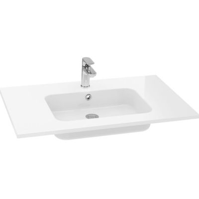 Meuble de salle de bain suspendu vasque intégrée 90cm 1 tiroir Bleu - Soho