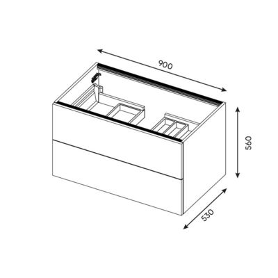 Meuble de salle de bain suspendu vasque à poser 90cm 2 tiroirs Bleu - Soho