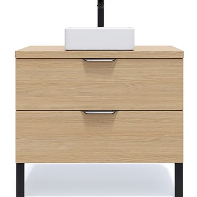 Meuble de salle de bain suspendu vasque à poser 90cm 2 tiroirs Chêne clair - Venice