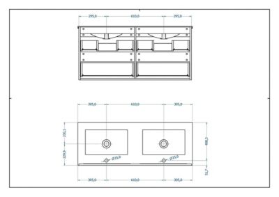 Meuble de salle de bain TAWA 4 tiroirs 120 cm chêne et blanc T-BATH Inclus lavabo acrylique et miroir