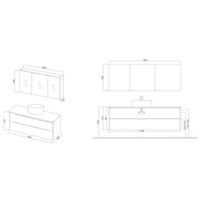 Meuble de salle de bain Terranova 1200 Noir