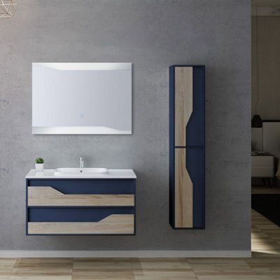 Meuble de salle de bain URBINO 1000 Scandinave et Bleu Saphir