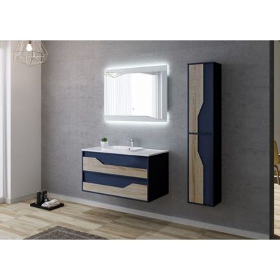 Meuble de salle de bain URBINO 1000 Scandinave et Bleu Saphir