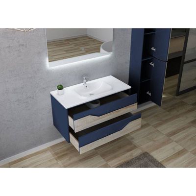 Meuble de salle de bain URBINO 1000 Scandinave et Bleu Saphir