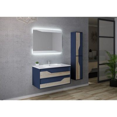 Meuble de salle de bain URBINO 1000 Scandinave et Bleu Saphir