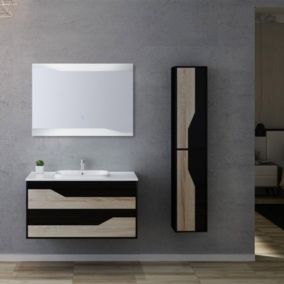 Meuble de salle de bain URBINO 1000 Scandinave et Noir