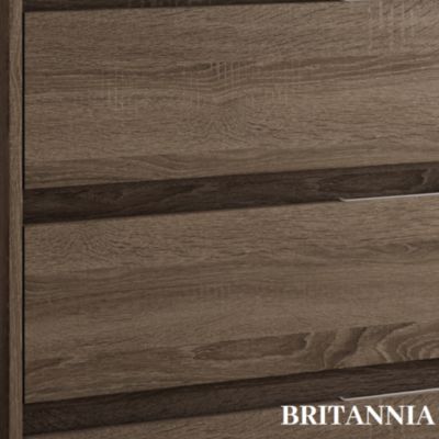 Meuble de salle de bain vasque déportée 2 tiroirs OLYMPE et miroir Led STAM - britannia (chêne foncé) - 120cm