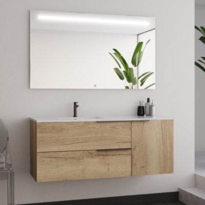Meuble de salle de bain vasque déportée - KING et miroir Led STAM - 120cm