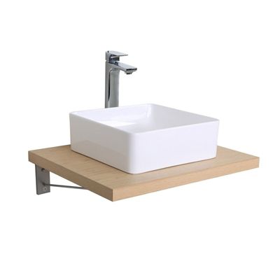 Meuble de Salle de Bain WILL - 2 Plans suspendus 60 cm + Vasque + Miroir + Equerres