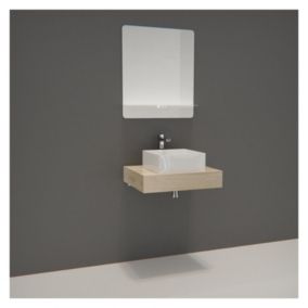 Meuble de Salle de Bain WILL - Plan épais 60 cm + Equerres + Vasque + Miroir