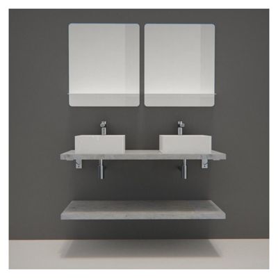 Meuble de Salle de Bain WILL - Plan suspendu 120 cm + Equerres invisibles + 2 Vasques + 2 Miroirs