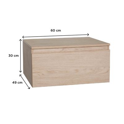 Meuble de Salle de Bain WILL - Plan suspendu 60 cm + Vasque + Miroir + Meuble tiroir + Equerres