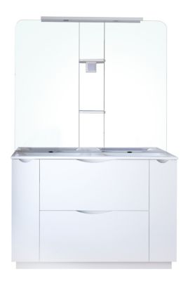 Meuble de salle de bains 120 cm blanc à poser, Ondee Palermo