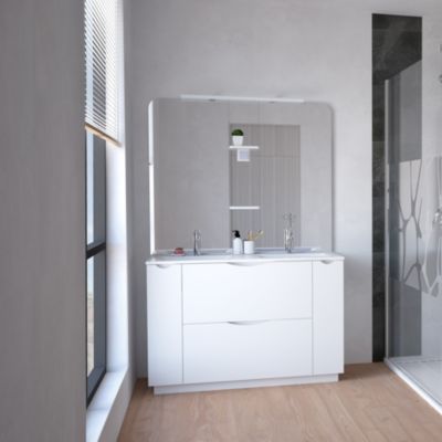 Meuble de salle de bains 120 cm blanc à poser, Ondee Palermo