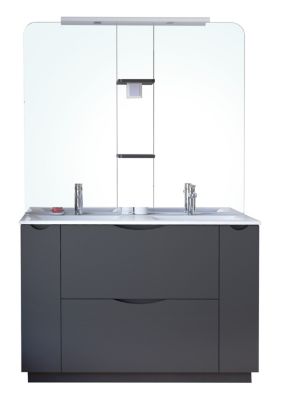 Meuble de salle de bains 120 cm gris anthracite, Ondee Palermo