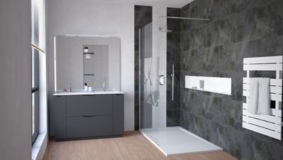 Meuble de salle de bains 120 cm gris anthracite, Ondee Palermo
