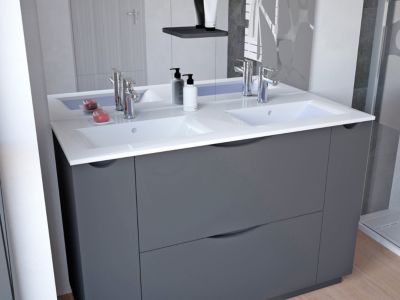 Meuble de salle de bains 120 cm gris anthracite, Ondee Palermo