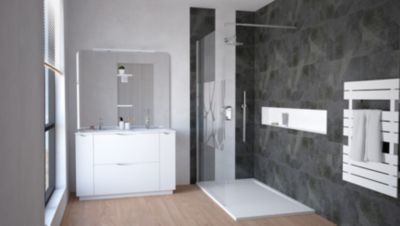 Meuble de salle de bains à poser H.185 x l.120 cm, blanc, Palermo